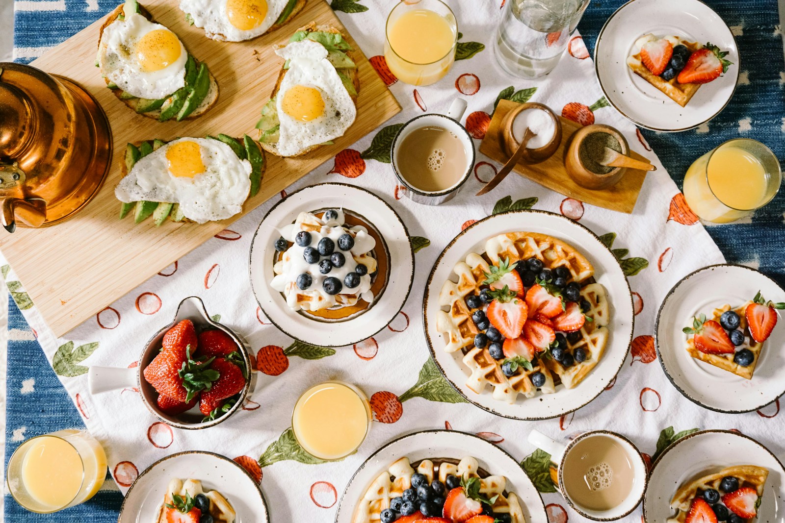 Seasonal food arranged on a shared table